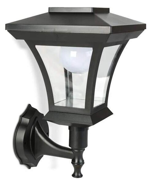 Solárna nástenná lampa lampáš 8 LED 50 lm IP44 – teplá biela, čierna, 21 cm (11404A-Samostatný kus)