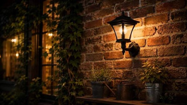 Solárna nástenná lampa lampáš 8 LED 50 lm IP44 – teplá biela, čierna, 21 cm (11404A-Samostatný kus)