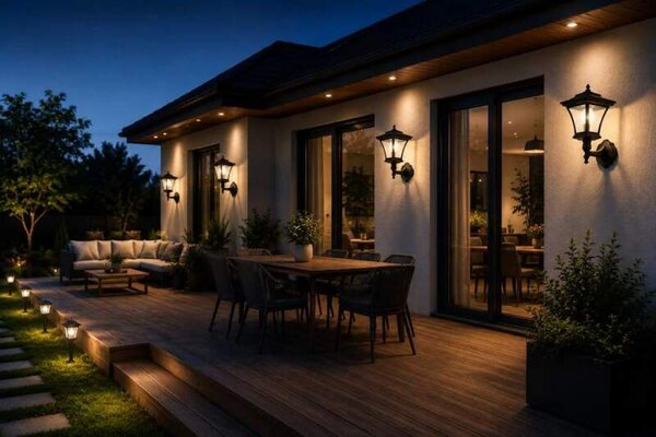 Solárna nástenná lampa lampáš 8 LED 50 lm IP44 – teplá biela, čierna, 21 cm (11404A-Samostatný kus)