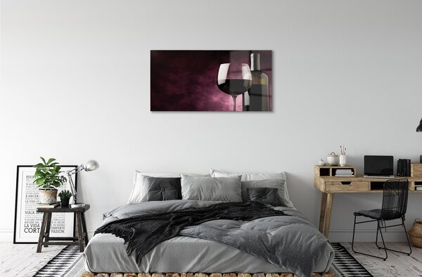 Obraz na skle Fľaša a pohár FINA 100x50 cm 2 Prívesky