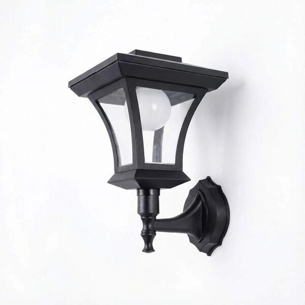 Solárna nástenná lampa lampáš 8 LED 50 lm IP44 – teplá biela, čierna, 21 cm (11404A-Samostatný kus)