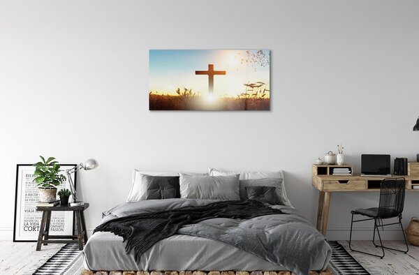 Sklenený obraz Kríž pole Slnka 100x50 cm 2 Prívesky