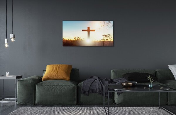 Sklenený obraz Kríž pole Slnka 100x50 cm 2 Prívesky