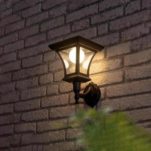 Solárna nástenná lampa lampáš 8 LED 50 lm IP44 – teplá biela, čierna, 21 cm (11404A-Samostatný kus)