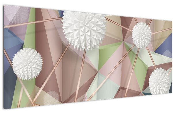Obraz - 3D Abstrakcia v pastelových farbách (120x50 cm)