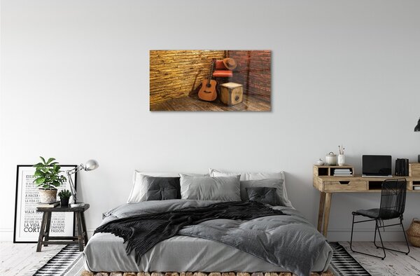 Obraz na skle Gitaru hat stoličky 100x50 cm 2 Prívesky