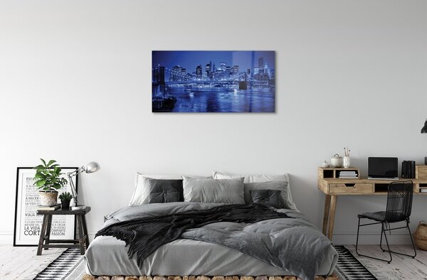 Sklenený obraz Panorama most mrakodrapy river 100x50 cm 2 Prívesky