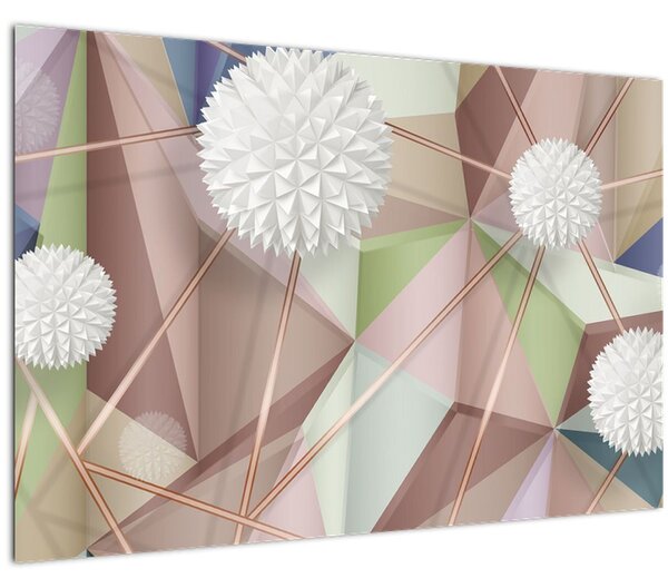 Obraz - 3D Abstrakcia v pastelových farbách (90x60 cm)