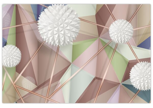 Obraz - 3D Abstrakcia v pastelových farbách (90x60 cm)