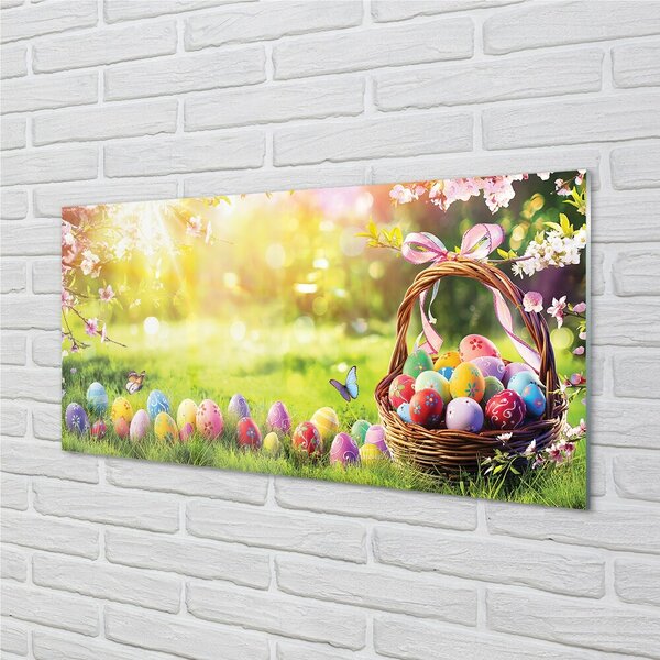 Sklenený obraz Basket vajcia kvetina lúka 100x50 cm 2 Prívesky