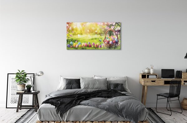 Sklenený obraz Basket vajcia kvetina lúka 100x50 cm 2 Prívesky