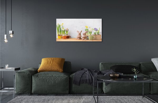 Sklenený obraz kvety králiky 100x50 cm 2 Prívesky