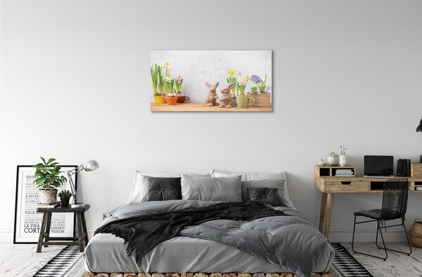 Sklenený obraz kvety králiky 100x50 cm 2 Prívesky