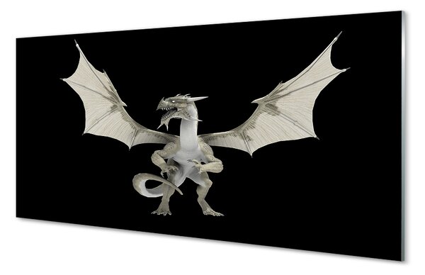 Sklenený obraz biely drak 100x50 cm