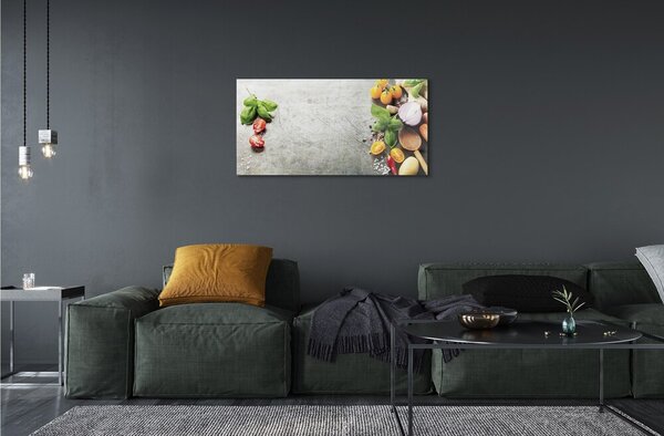 Obraz na skle Soľ, korenie červená cibuľa 100x50 cm 2 Prívesky