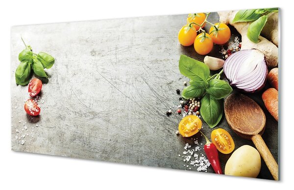 Obraz na skle Soľ, korenie červená cibuľa 100x50 cm 2 Prívesky