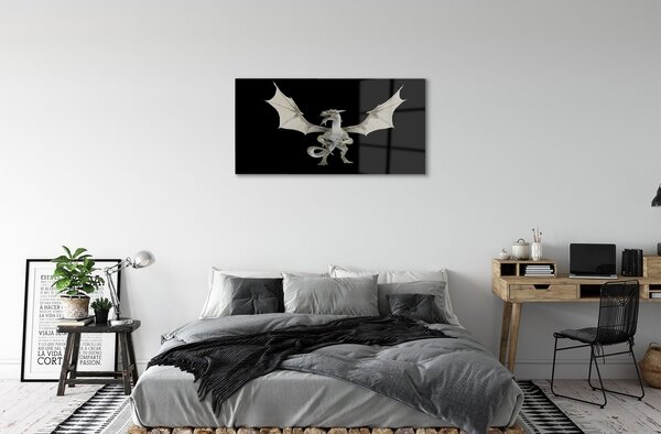 Sklenený obraz biely drak 100x50 cm 2 Prívesky