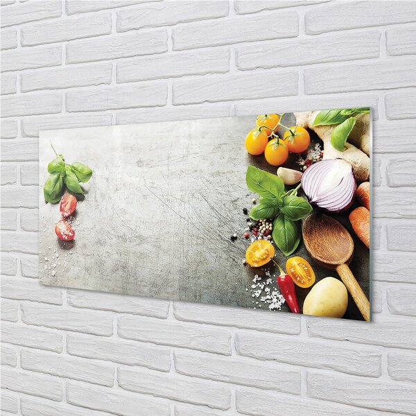 Obraz na skle Soľ, korenie červená cibuľa 100x50 cm 2 Prívesky