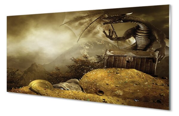 Sklenený obraz Dragon horské mraky zlato 100x50 cm 2 Prívesky
