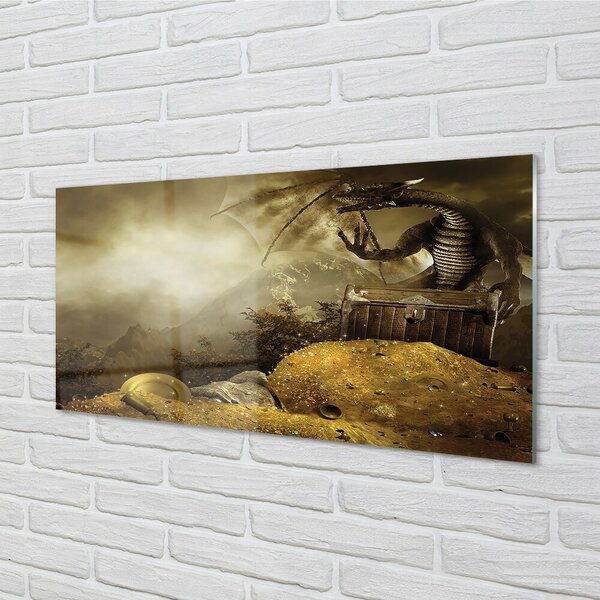 Sklenený obraz Dragon horské mraky zlato 100x50 cm 2 Prívesky