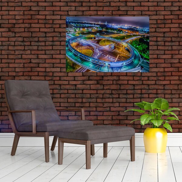 Obraz - panoráma nočného mesta (90x60 cm)