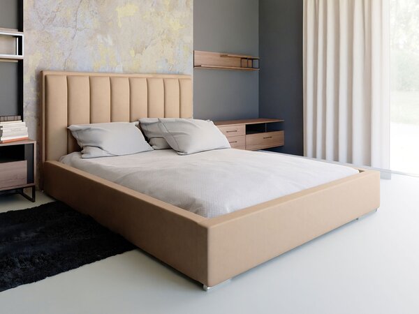 - Minimalistická čalúnená posteľ STELLA ROZMER: pre matrac 140 x 200 cm, TYP ROŠTU: KOVOVÝ ROŠT