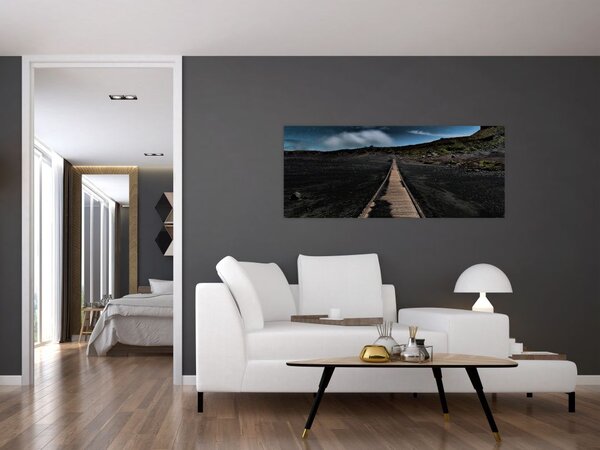 Obraz drevenej cesty za súmraku (120x50 cm)
