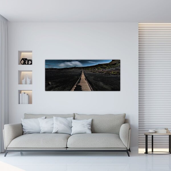 Obraz drevenej cesty za súmraku (120x50 cm)