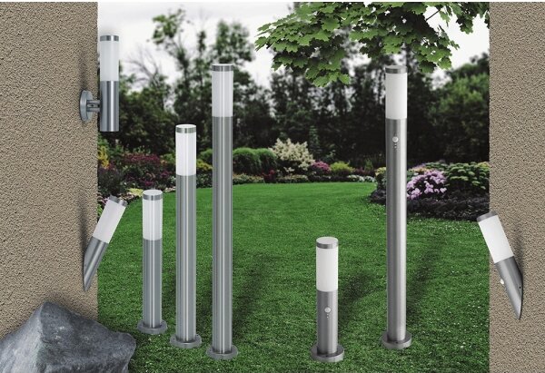 Rabalux 8267 - Vonkajšia lampa so senzorom INOX TORCH 1xE27/25W IP44