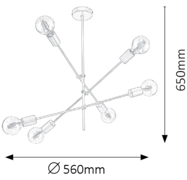 Rabalux 2104 - Luster na tyči LANNY 6xE27/15W/230V