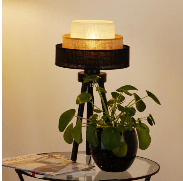 Brilagi - Stolná lampa ASPEN LUNETA 1xE27/15W/230V čierna/béžová/krémová
