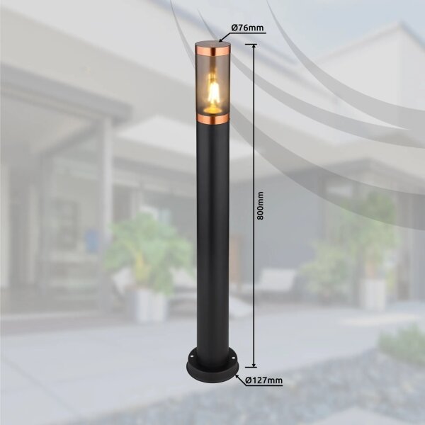 Globo 31588BC - Vonkajšia lampa BOSTON 1xE27/23W/230V IP44 80 cm čierna/meď