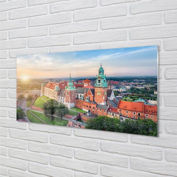 Sklenený obraz Krakow castle panorama svitania 100x50 cm 2 Prívesky