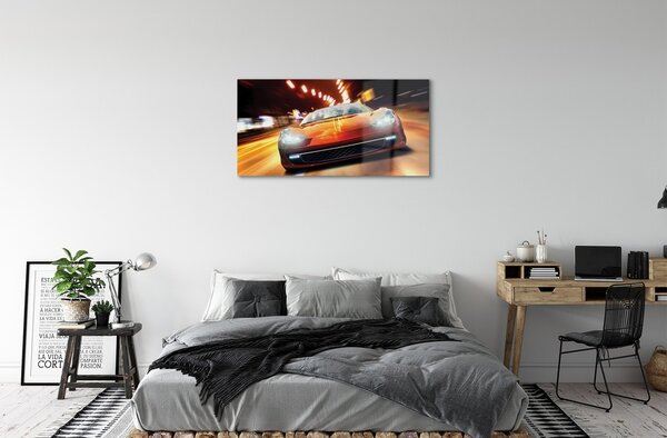 Obraz na skle Športové auto svetla mesta 100x50 cm 2 Prívesky