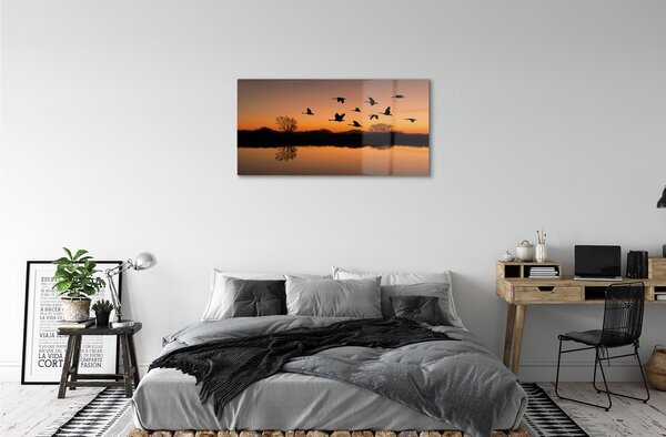 Sklenený obraz Lietajúce vtáky sunset 100x50 cm 2 Prívesky