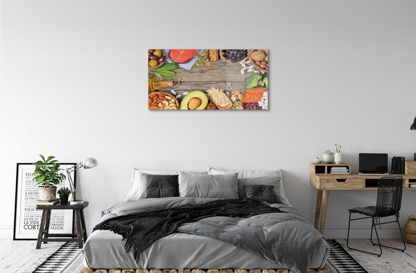 Obraz na skle Fazuľa brokolica avokádo orechy 100x50 cm 2 Prívesky
