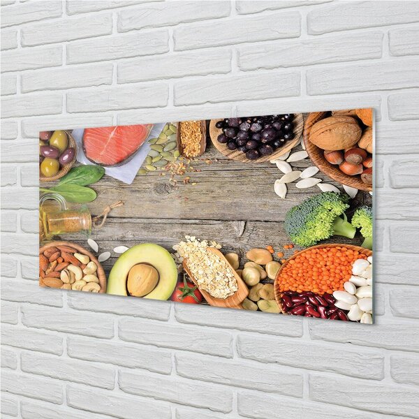 Obraz na skle Fazuľa brokolica avokádo orechy 100x50 cm 2 Prívesky