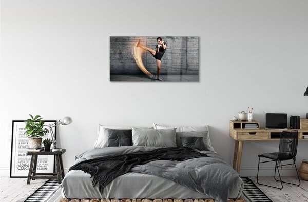 Obraz na skle žena cvičenec 100x50 cm 2 Prívesky