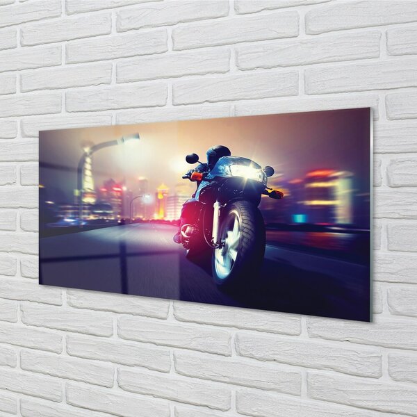 Obraz na skle Motocykel sky city 100x50 cm 2 Prívesky