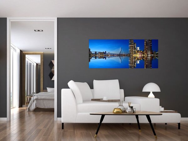 Obraz - nočný Rotterdam (120x50 cm)