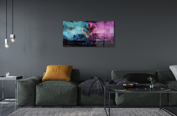 Obraz na skle DJ konzola farebné osvetlenie 100x50 cm 2 Prívesky