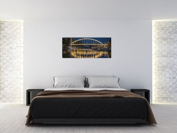 Obraz mosta s fontánou (120x50 cm)