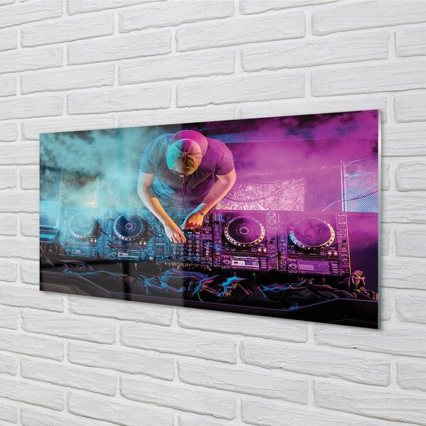 Obraz na skle DJ konzola farebné osvetlenie 100x50 cm 2 Prívesky