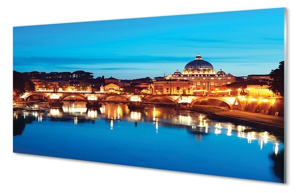 Sklenený obraz Rome River mosty západ slnka 100x50 cm 2 Prívesky