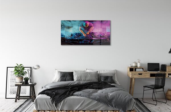 Obraz na skle DJ konzola farebné osvetlenie 100x50 cm 2 Prívesky