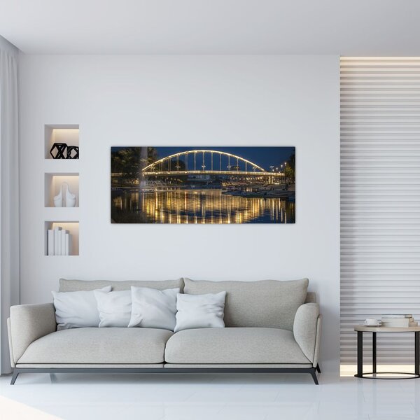 Obraz mosta s fontánou (120x50 cm)