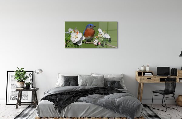 Sklenený obraz Kvety farebné papagáj 100x50 cm 2 Prívesky