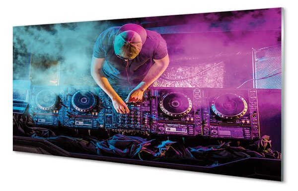 Obraz na skle DJ konzola farebné osvetlenie 100x50 cm 2 Prívesky