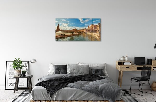 Sklenený obraz architektúra Spain Old Market 100x50 cm 2 Prívesky