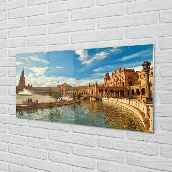 Sklenený obraz architektúra Spain Old Market 100x50 cm 2 Prívesky